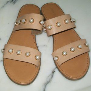 Merona Pearl Studded Slide Sandals Nude 8 1/2